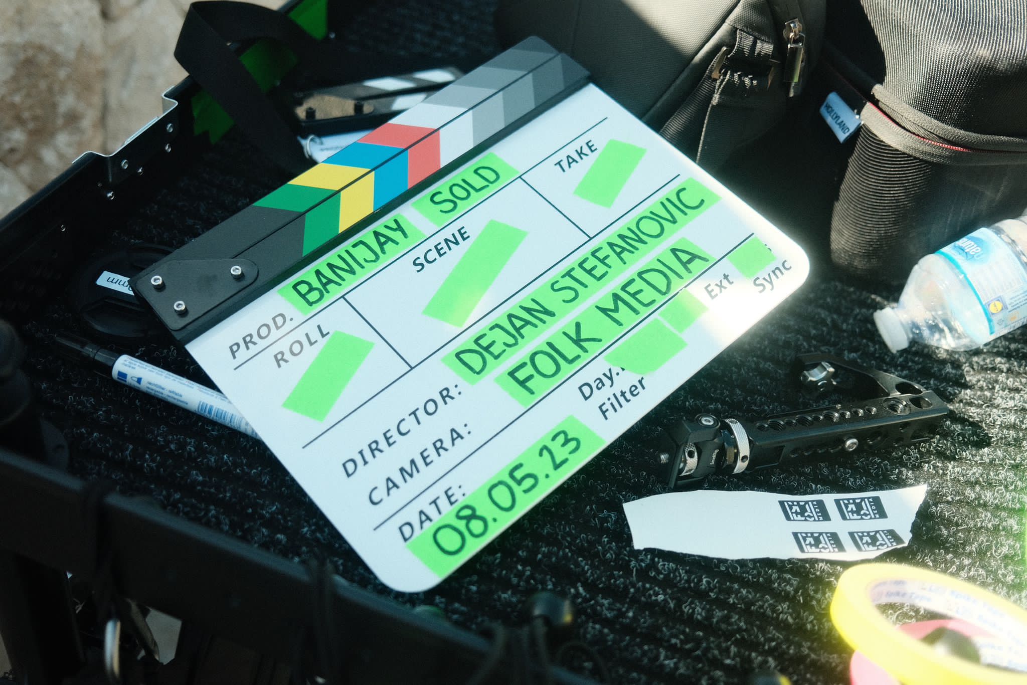 Filmklappe am Set